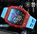 Watch for me Barrel-Shaped Quartz Watch Fashion Six-Pin Running Seconds Wood Grain Waterproof Men's Watch 9791F