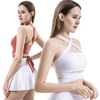 2023 Yoga Clothes Lace-up Sports Fitness Vest Women's Running Sports Cross Back Underwear with Chest Pad Top Women's
