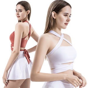 2023 Yoga Clothes Lace-up Sports Fitness Vest Women's Running Sports Cross Back Underwear with Chest Pad Top Women's