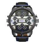 Oulm Cool Men's Watch Quartz Watch New Four Time Zone Casual Fashion Multi-Time Zone Large Dial Men's Watch HP3233