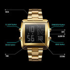 SKMEI1369 Men Fashion Watches New Stopwatch Waterproof Watch Stainless Steel Fashion Digital Wristwatches Male Clock