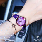 GUOU 66611 Fashion Diamond 2019 Wrist watch Leather Strap Luxury Women's Watches Ladies Watch Clock