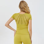 2021 New Yoga T-shirt Women's Summer Fashion Skinny Short Sleeve quick drying Running Training Fitness Top 8338