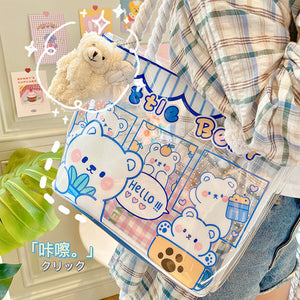 Creative ins beach bag PCV transparent handbag storage bag cute girl heart niche waterproof Satchel