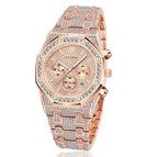 PINTIME watch  full diamond multi-function three-eye fashion rhinestone waterproof men's watch