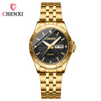 CHENXI Dual Calendar Watch Men's Stainless Steel Business Waterproof Couple's women quartz Watch CX-050A IPG