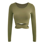 2022 new yoga clothing spring and autumn sports fitness yoga Top quick-drying and thin cross-bull yoga long-sleeved shirt 8080