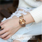GUOU 8096 Fashion Women Square Bracelet WristWatch Ladies Luxury Stainless Steel Quartz Watch Woman Waterproof Clock relojes mujer
