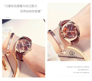 GUOU 8097 Temperament Quartz Women's Watch Large Dial Belt Trend Simple Temperament Women's Waterproof Watch Casual