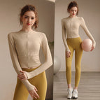 2022 new yoga clothes women's long-sleeved zipper jacket tight-fitting sports running professional fitness suit 205+181