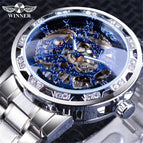 New Winner Watch Men's Fashion Casual Classic Popular Hollow Rhinestone Manual Mechanical Watch SLZg75