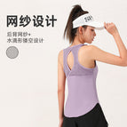 Women yoga vest Summer Wear Loose Running FitnessYoga T-shirt Thin Hollow Mesh Sleeveless Sport women clothing top JYMB008