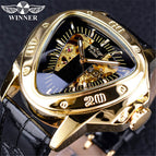 Winner European American Style Men's Fashion Casual Hollow Triangle Large Dial Automatic Mechanical men Watch SLZg65