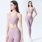 2021 new high waist Yoga Pants sports bra two-piece Yoga suit sports running fitness suit 9103-6149