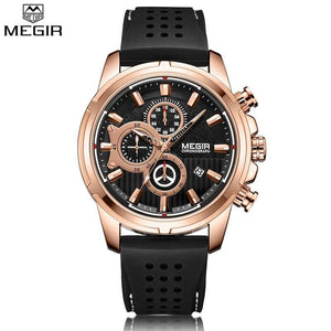 MEGIR 2101 Top Brand Men's Analog Quartz Sport Watches Men Luxury Business Watch Fashion Silicone Waterproof Wrist Watch Male Clock