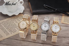 MISSFOX Fashion Women's Analog Watch Gold Pearl Diamond Waterproof Quartz Watch 2170