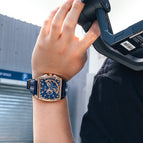 New megir men's watch fashion square waterproof luminous leather sports quartz watch 2204