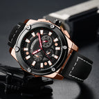 Megir Watch Men's Large Dial Multi-Function Timing Leather Sports Quartz men Watch 2122
