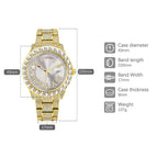 MISSFOX Watch for men fashion full diamond hip hop diamond week calendar men's quartz watch V332A
