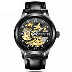 Fngeen Mechanical Watch Men's Black King Kong Men's Watch Waterproof Korean Business Gift Tourbillon Hollow Watch 6018