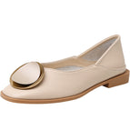 2022 summer new flat soft leather scoop shoes fashion flat square toe shoes women 888-16