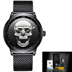 LIGE Simple Skull 3D Men's Waterproof Men's quartz Watch LG9876