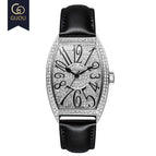 GUOU 8200 Women's Watch Light Luxury Wine Bucket Digital Watches Net-red Temperament Rhinestone Women's Real Belt Large Dial Square Watch for women
