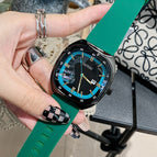 TICTOC Korean version of the trendy fashion ladies watch female ins large dial square leather strap calendar female watch 0556
