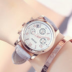 GUOU8175 Hong Kong ancient European ladies watch three-eye multifunctional belt classic retro casual quartz watch women's watch