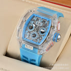 Men's and women's watch 6-Pin Quartz Watch Barrel-Shaped Hollowed Fashion Non-Mechanical Watch Spot Transparent Watch 8087