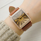 GOGOEY Square Rhinestone Digital Face Women's Watch Online Red Live Women's WatcH Fashion Quartz Watch Girl's Belt Watch