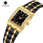 WWOOR Women's watch Waterproof Square SteelQuartz Watch Diamond Leisure Fashion Women's Watch 8858L