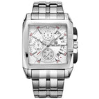 MEGIR 2018 Square Watch Men Full Steel Quartz Hour Military Casual Watches Mens Luxury Brand Chronograph Wrist Watch Male Clock Man casual