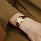 Skhl time and space corridor watch women's retro style new leather small square watch watch women's Watch 3591