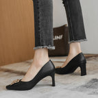 2022 new sweet medium thick heel shallow mouth fashion single shoes women's temperament square toe high-heeled women's shoes B65-8