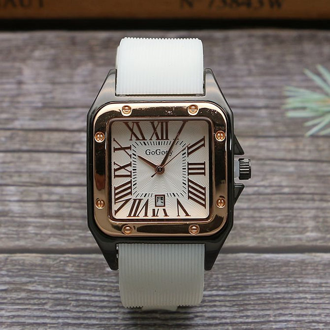 GOGOEY 2022 Square calendar boys' tape watch Rome scale men's Vintage Rubber Watch women's watch quartz watch women