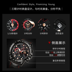 OLEVS Luminous large dial multi-function chronograph men's watch waterproof calendar luminous quartz men's casual watch