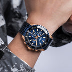 Megir Men's Watch Large Dial Chronograph Calendar Steel Belt Business Quartz Watch 2064