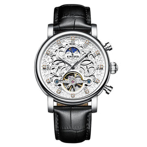 KINYUED business leather men's mechanical watch hollow waterproof mechanical watch JYD-J026
