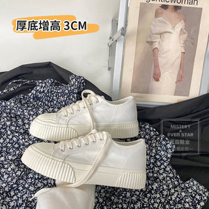 Flatform Canvas shoes women's heightened big-toed shoes autumn 2021 new students all-match white shoes biscuit shoes G8977