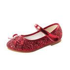 2021 new Korean bow princess children's shoes hook and loop sequined flat shoes for children and girls dancing shoes 1799-25