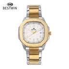 BESTWIN men's watch Square Butterfly Clasp Fashion Steel Calendar Men's casual Quartz Watch 985
