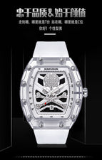 KIMSDUN New Bucket Shaped Skull Face Transparent Case Silicone Strap Fashion Quartz men's Watch K-2016B