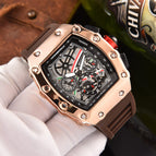 New men's Square Watch Elements Business Men's Six-Pin Running Seconds Multi-Function Calendar Watch 8087H