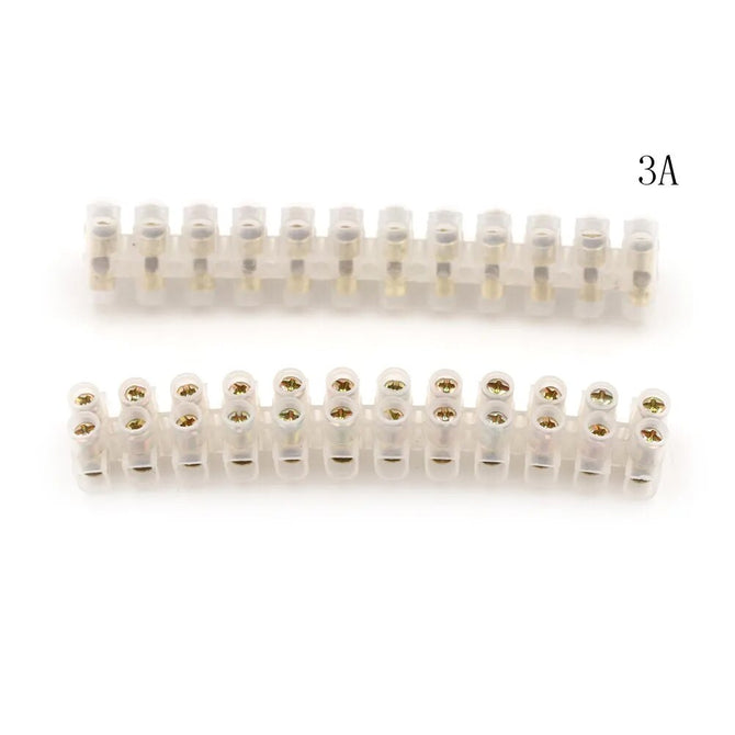 2pcs 3A 6A 10A 20A 30A Screw Terminal Barrier Connector 12 Position Barrier Terminal Strip Block Electrical Wire Connection