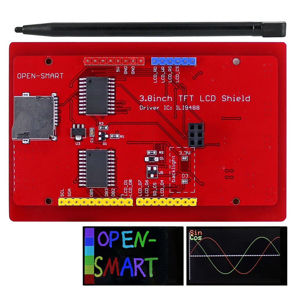 3.8 Inch 320x480 TFT LCD Display Shield Touch Screen Onboard MicroSD C ...