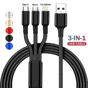 3 In 1 Micro USB Type C Charger Cable Multi Usb Port Multiple Usb Charging Cord Usbc Mobile Phone Wire For iPhone Samsung S10