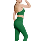 Spring and Autumn Fashion Fitness Suit Women's New Contrast Color Cross Beauty Back Bra Seamless Yoga Sports Pants Two-Piece Suit TZ23-822