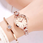GEDI Fashion Waterproof Large Dial Steel Strap Women's Watch Student Minimalist Diamond Thin Strap Wrist Watch British Style 11028