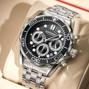 Kimsdun Watch Seahorse Watch Men's Waterproof Luminous Men's Watch Multifunction Quartz Casual Watch K-1807B steel